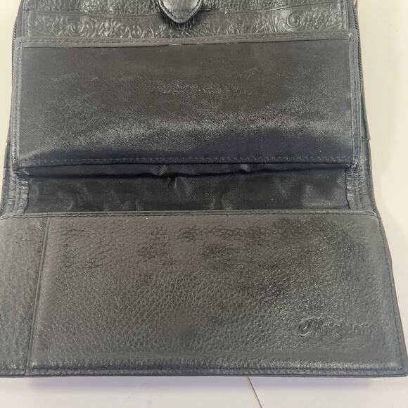 Brighton Wallet Checkbook Organizer Brown Black Leather Reptile Croc Motif - Picture 10 of 16